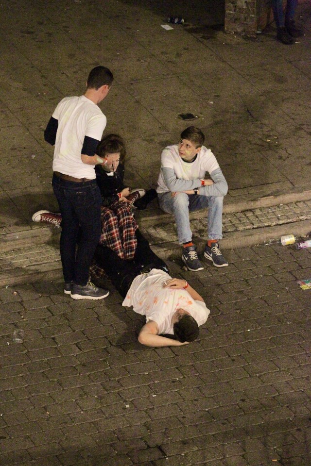  Many students ended a night of wild celebrations slumped in city streets