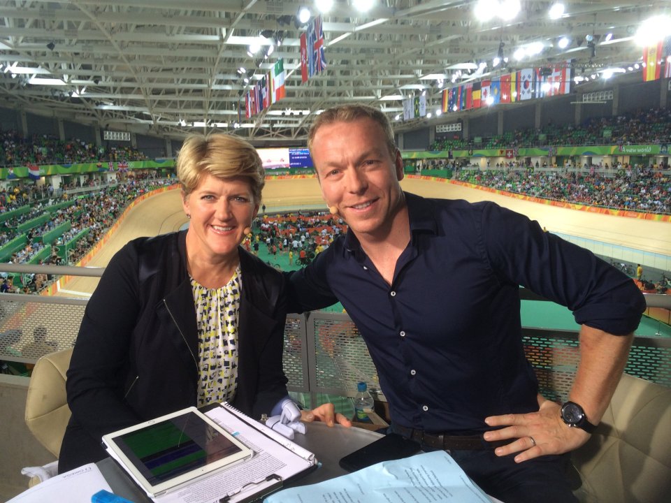 Clare Balding and Chris Hoy presenting