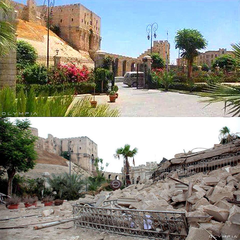  The Hotel Carlton entrance before and after the barrages