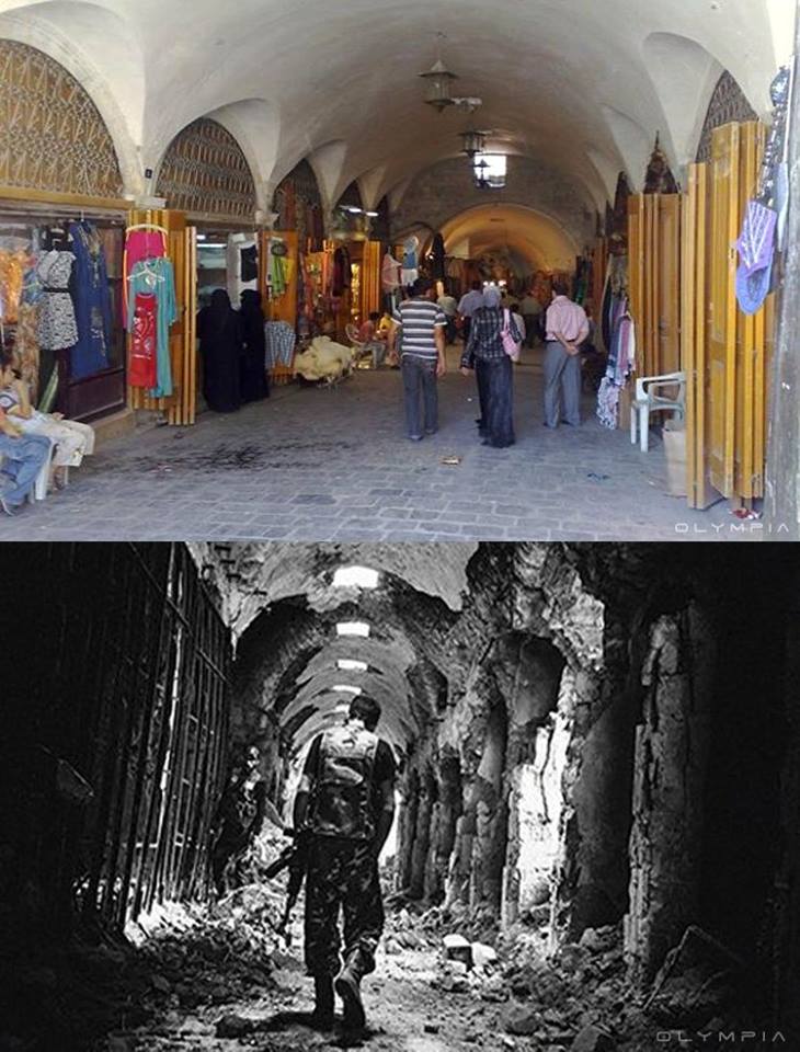  The markets of the ancient Aleppo have been left in ruins