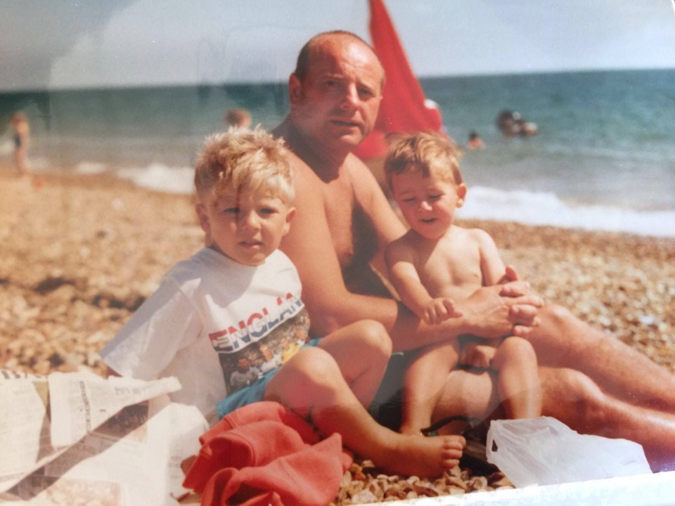 Chip off the old block! The boys pose with their dad