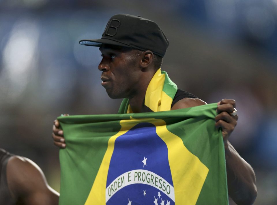 Ever-popular Jamaican picked up a Brazilian flag to huge cheers from the crowd