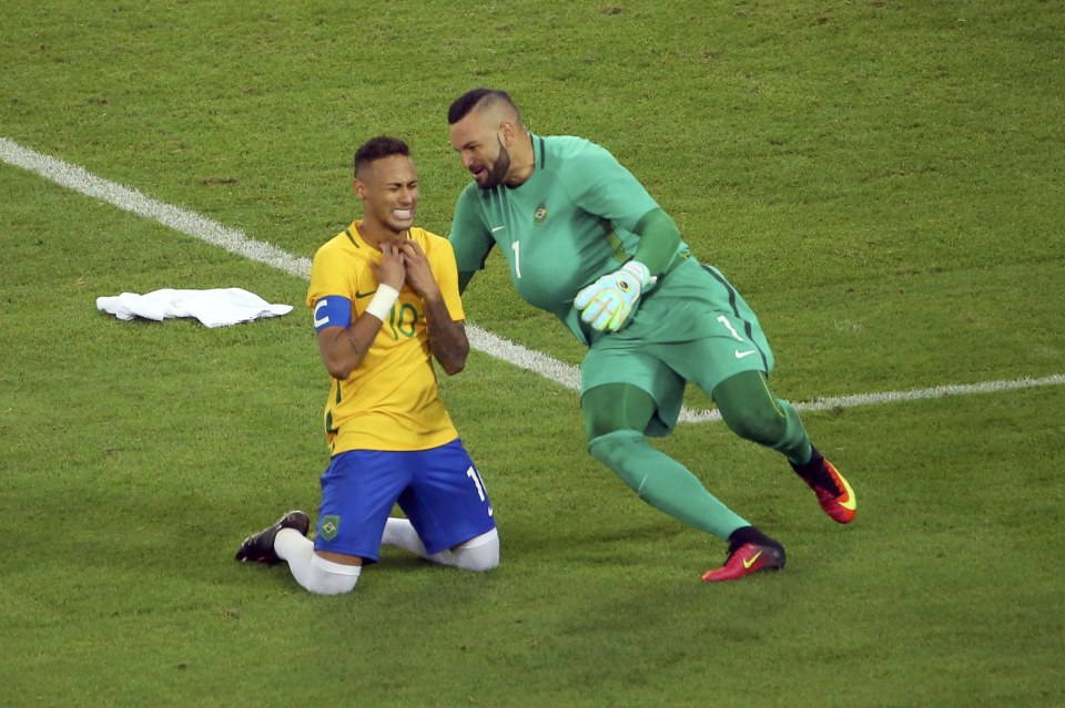 Neymar is in tears after scoring the historic goal which wins the gold medal for him and his team-mates