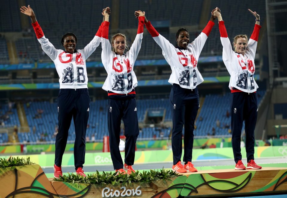 The 4x400m women's relay team after taking Team GB's tally to 66 medals in Rio