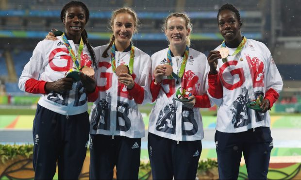 The 4x400m women's relay team after taking Team GB's tally to 66 medals in Rio