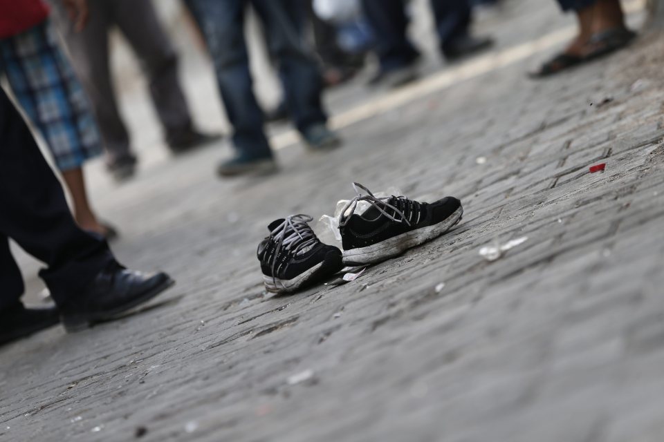  The shoes of a victim of the latest Turkey bombing