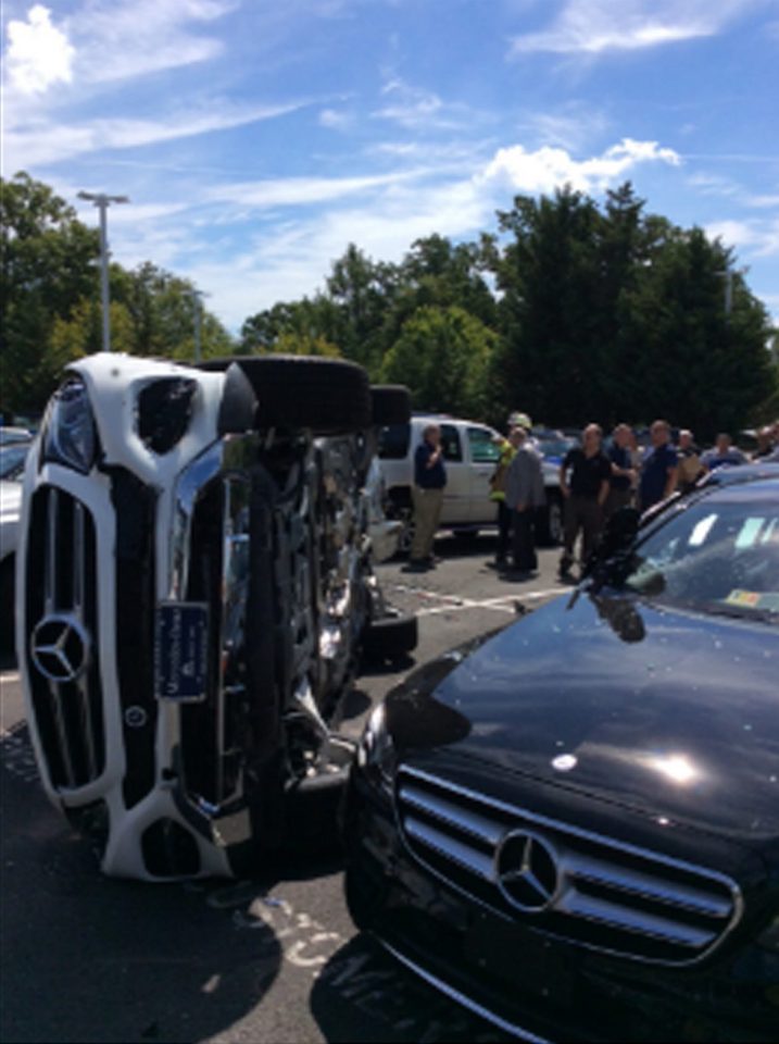  The motorist managed to hit four other cars in the parking lot of the Virginia dealership Friday morning