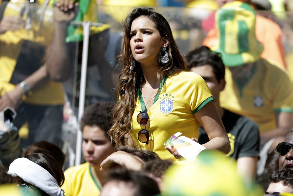 The Brazilian cheers on her then boyfriend as her country takes on Chile