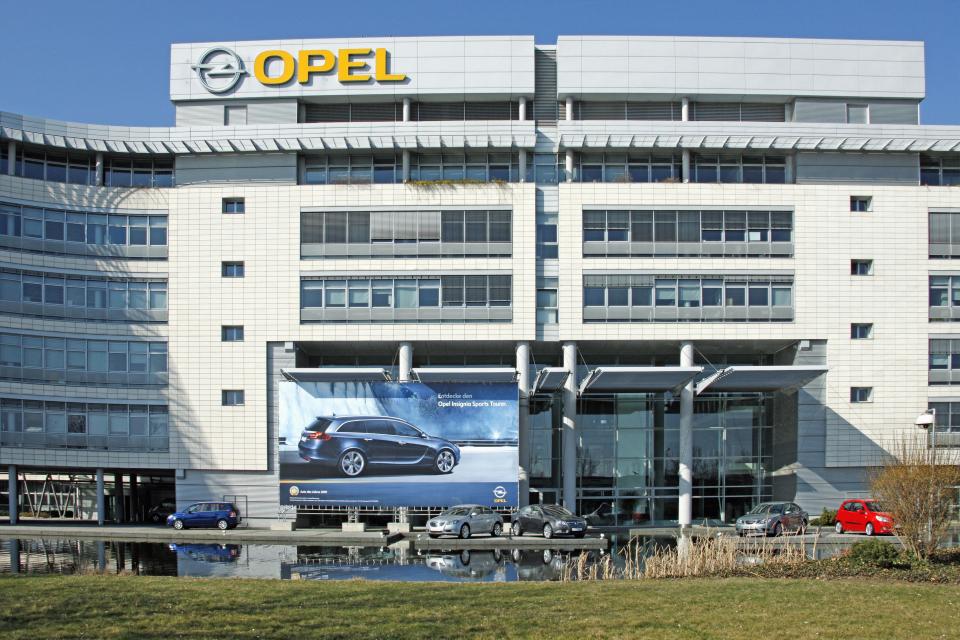 Opel is cutting staff hours at its factory in Russelheim (pictured)