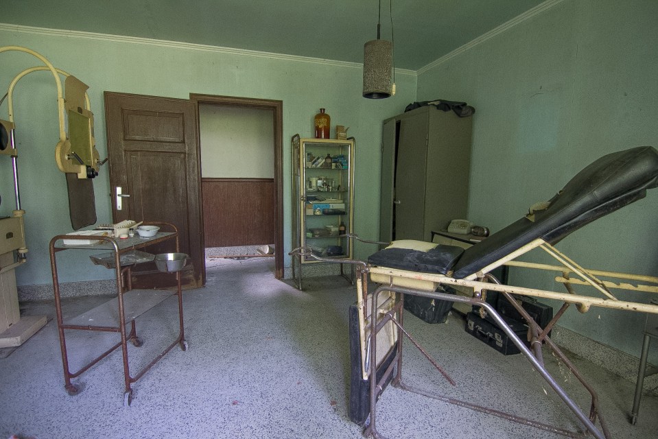 The derelict dentists' surgery features old fashioned pain inflicting instruments