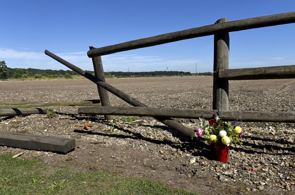  The crash damaged wooden fence posts with it believed the Ferrari was driving between two access roads