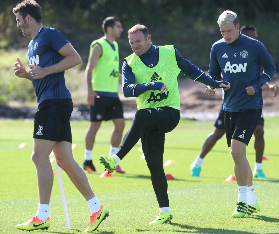 Wayne Rooney was leading by example during training