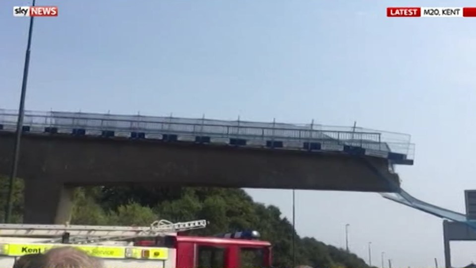  A section of the bridge fell onto the carriageway injuring a cyclist