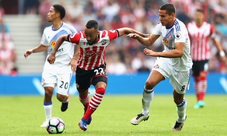 Nathan Redmond in action for Southampton against Sunderland in the Premier League