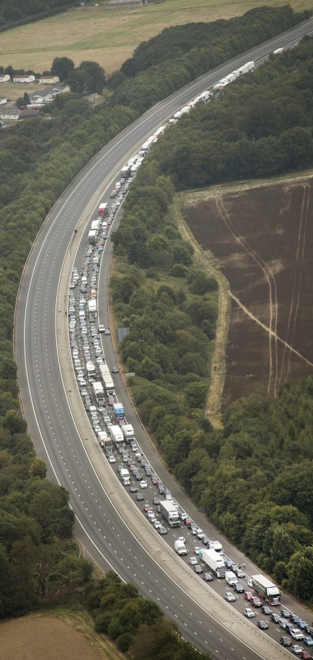  Tailbacks following the accident stretched for miles before police announced the road would be closed overnight