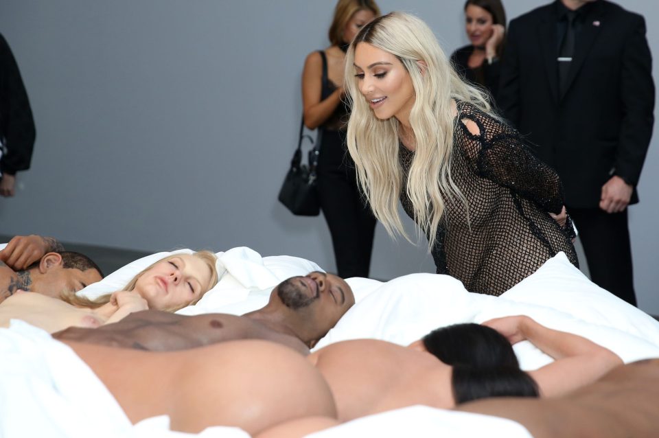  Kim K at the Famous exhibition held by Kanye West