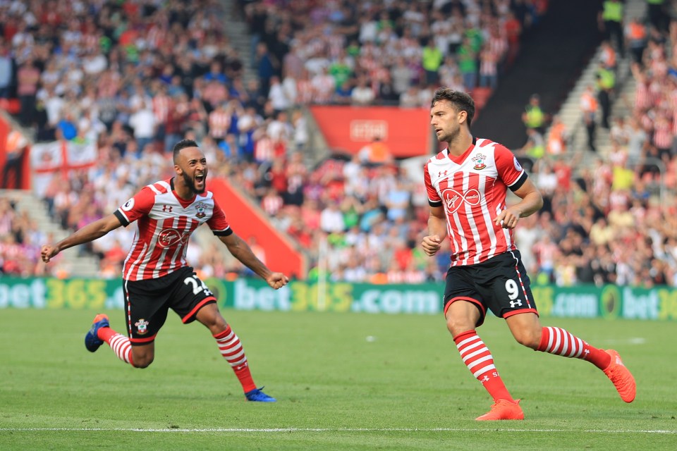 Jay Rodriguez celebrates his sides first goal in tow years which rescues a point for the Saints 