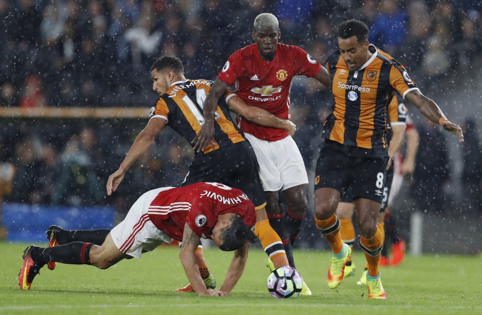  Zlatan Ibrahimovic and Paul Pogba struggled to get their way against Hull