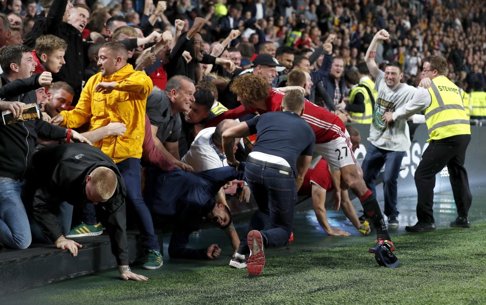 Pandemonium ensued in the stands at Hull after Rashford's strike