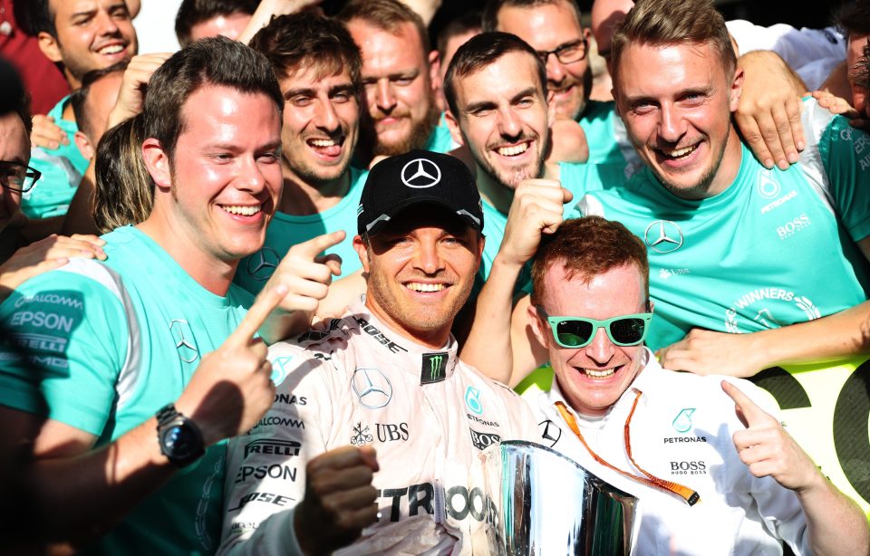  Rosberg held off the challenge of team-mate Lewis Hamilton who claimed third place