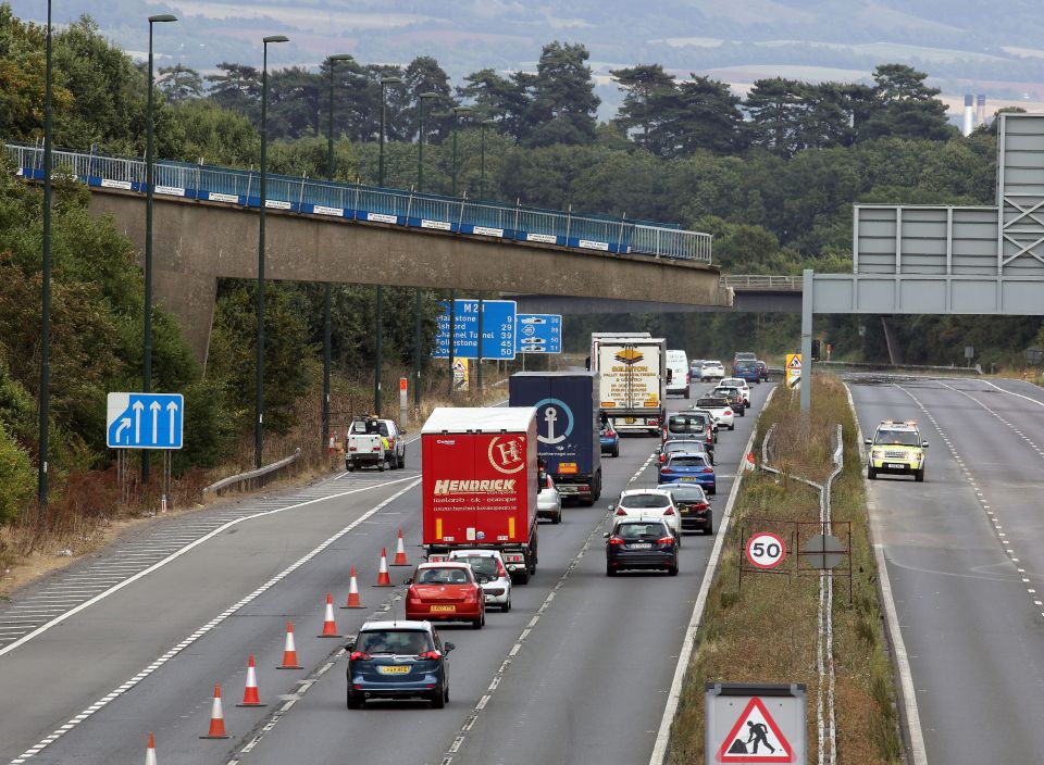 Traffic going under the bridge on Saturday after the incident 