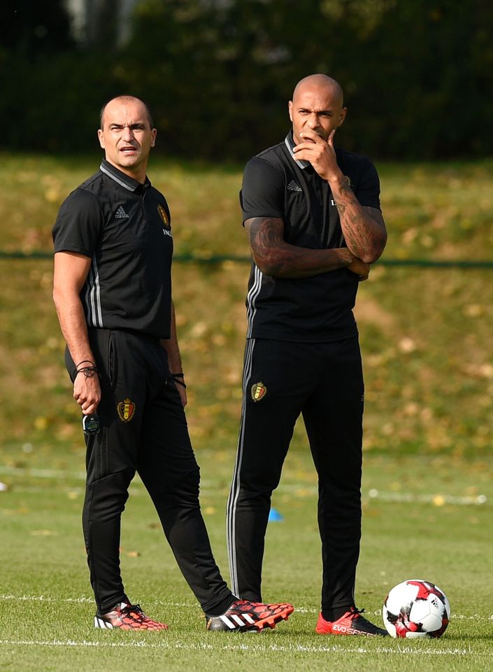  Roberto Martinez with new assistant Thierry Henry ahead of first game in charge against Spain