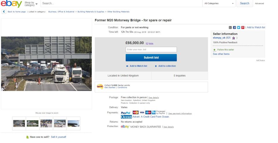 The tongue-in-cheek listing has already attracted more than 50 bids