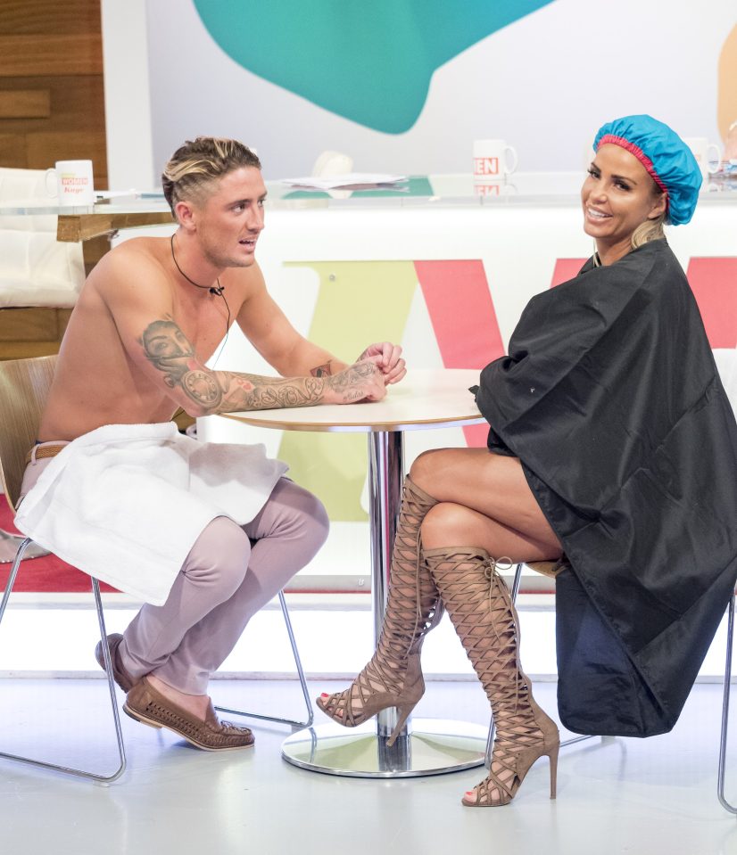 Katie showed off her legs in a pair of sexy boots while Bear went topless 