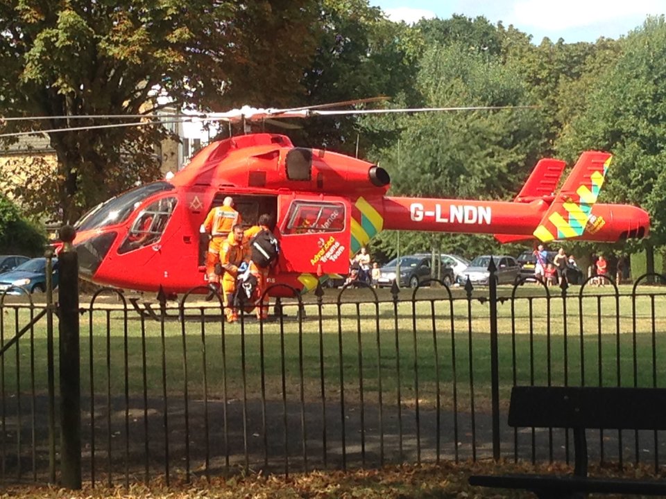 An air ambulance transported victims to hospital