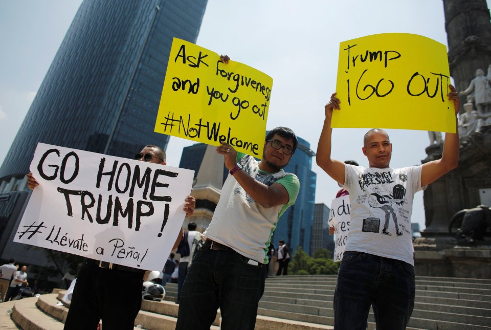 Protest at Trump visit to Mexico City