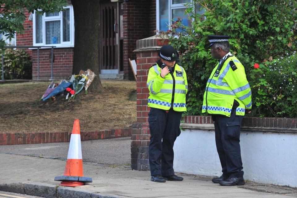 Cops remained stationed at the scene of the fatal collision this morning