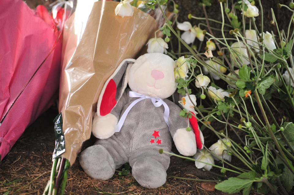 A soft toy is left at the scene of yesterday's tragic killing