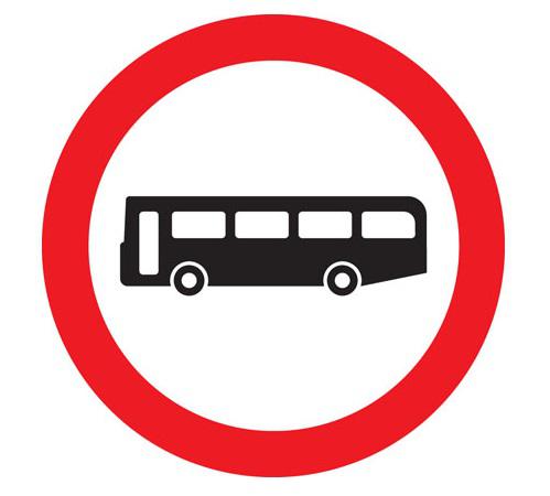 This sign indicates that no buses or vehicles with more than eight passenger seats are permitted on the road ahead