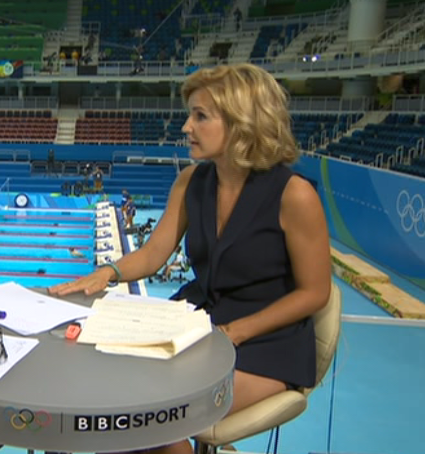  Helen Skelton flashed her underwear as her skimpy dress rode up too far while presenting BBC coverage of the Rio Olympics