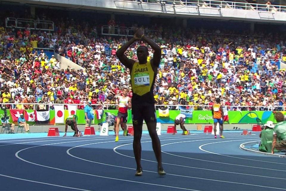 Usain Bolt was in relaxed mood as he prepared himself for the 200m heat