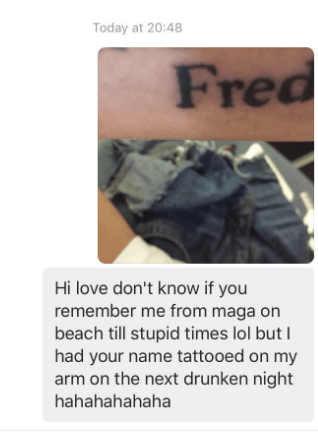  Lydia sent a snap of her inking to Fred when she returned home