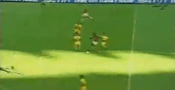 George Weah reaches beautifully pirouettes past two Verona defenders