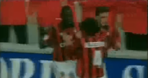 George Weah celebrates iconic goal against Verona with AC Milan team-mates