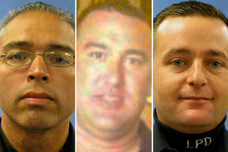  The three hero cops who took down the bomber: (left to right) Angel Padilla, Mark Kahana and Peter Hammer