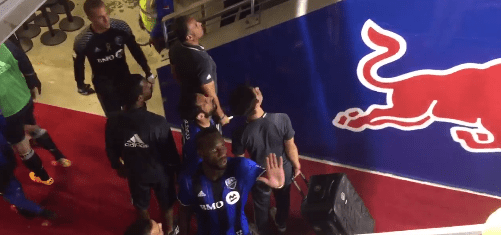  Didier Drogba approaches a set of fans after walking away from the confrontation