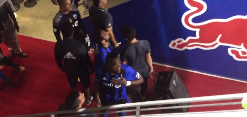  Didier Drogba appears to apologise to fans just before entering the dressing room