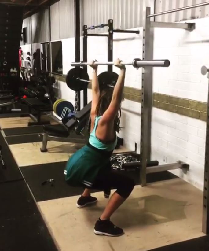 Overhead squats help to tone and condition as well as improving posture