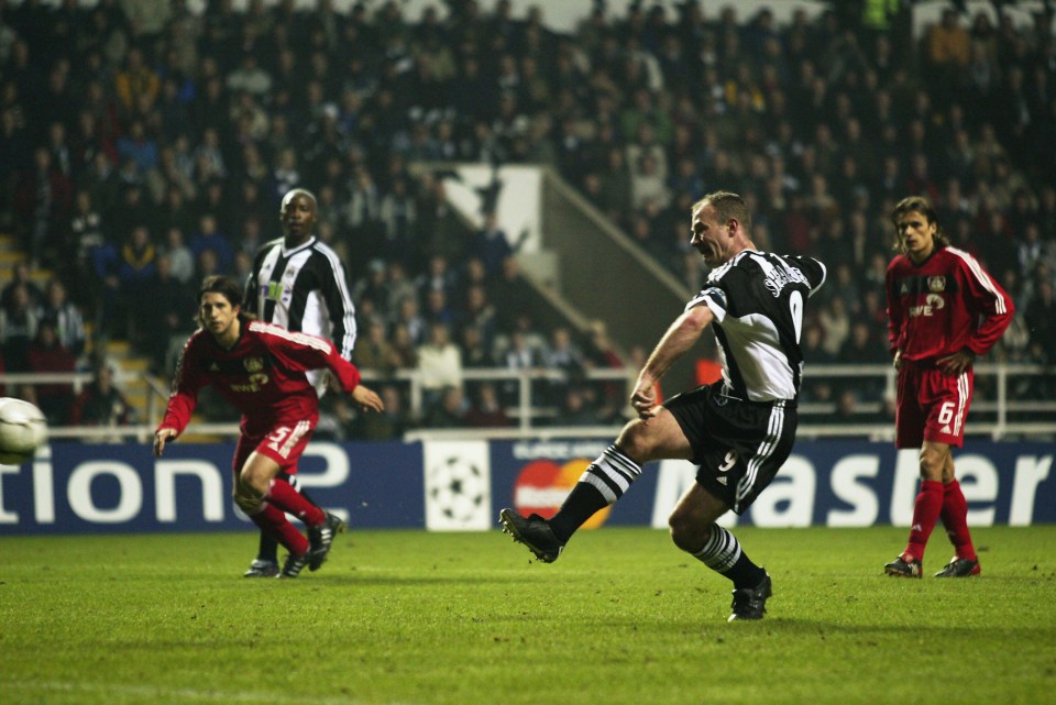 Alan Shearer scored a hat-trick for Newcastle in win away at Bayer Leverkusen