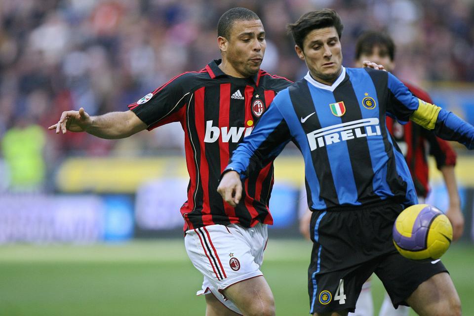  Ronaldo in action against Inter as he returned to Serie A with AC Milan in 2007