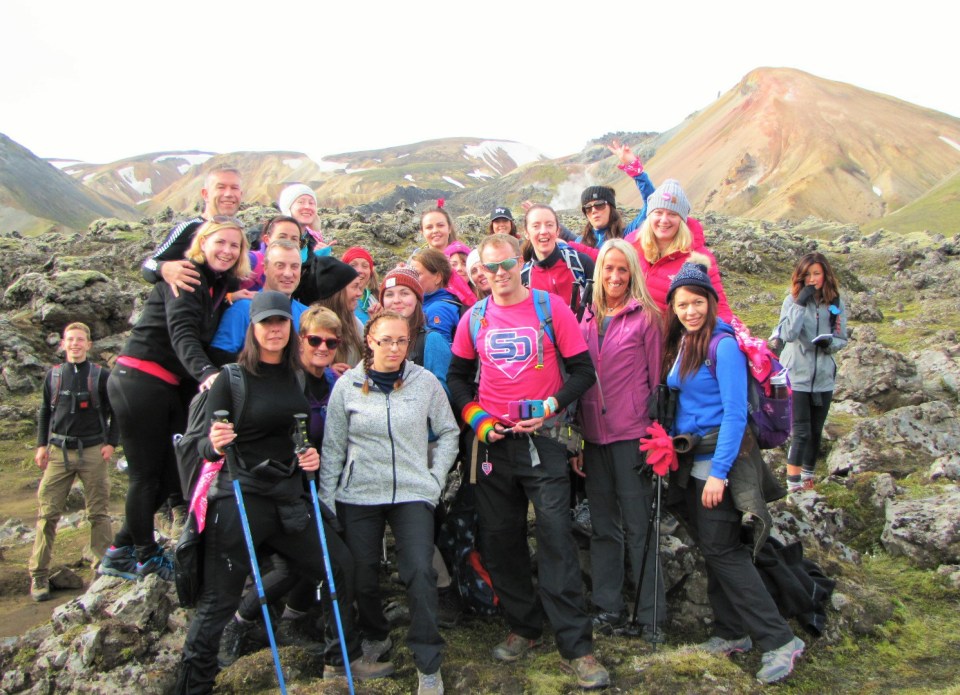 Team Vicky pose for a group shot in the breathtaking landscape