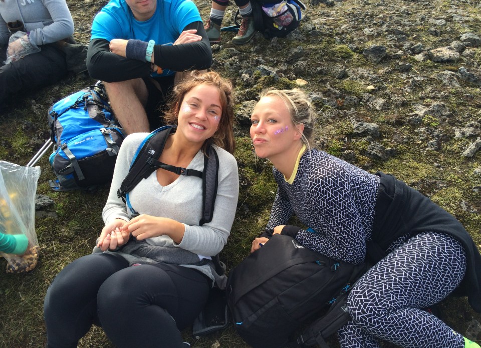 Team leaders Chloe Madeley and Vicky Pattison enjoy a pit stop