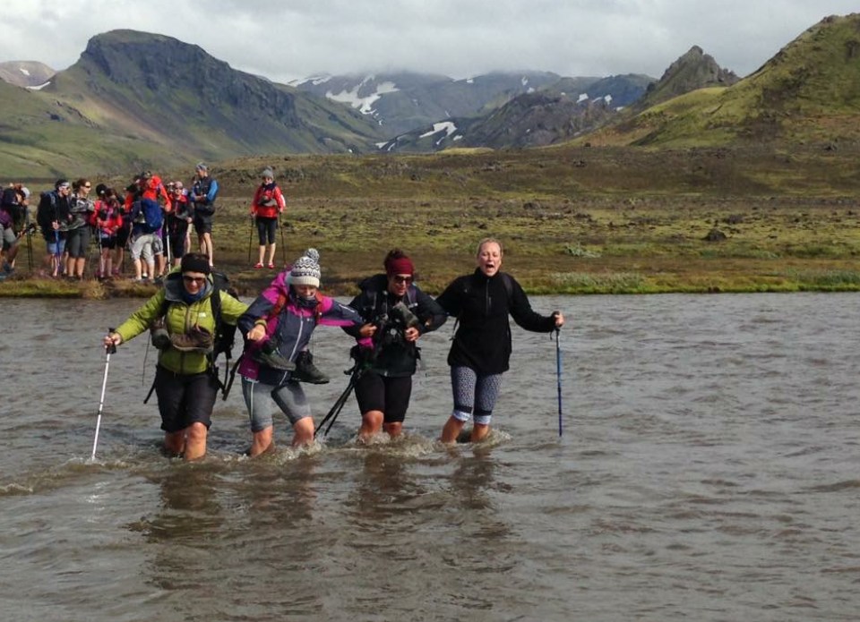 The trekkers battled the strong currents to cross two rivers on Day 3