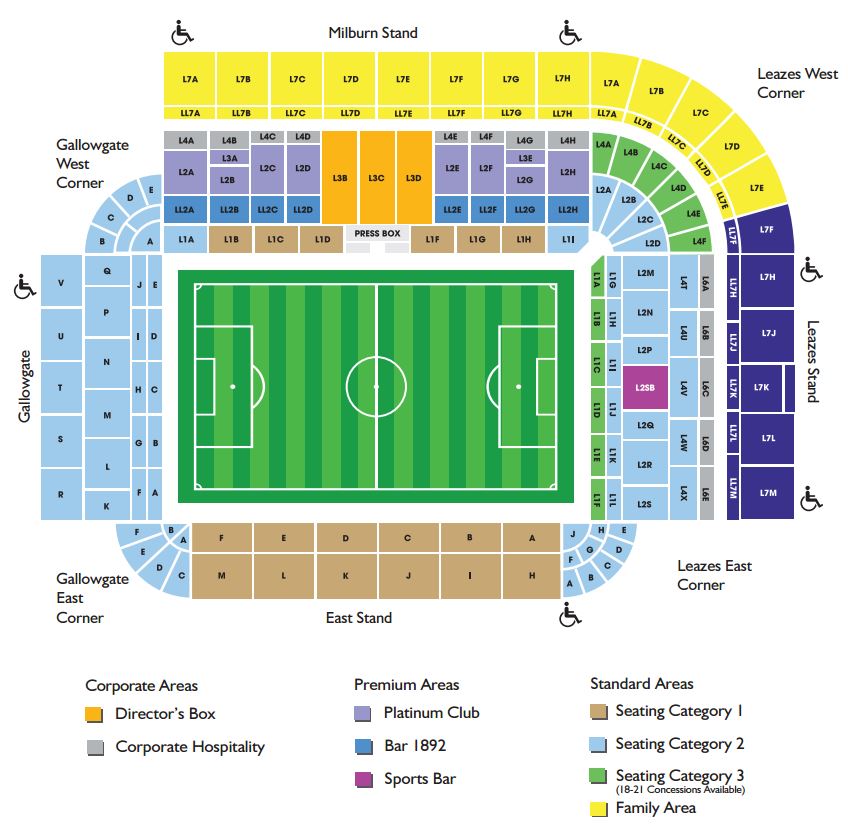 This is the seating plan at Newcastle United's St James' Park