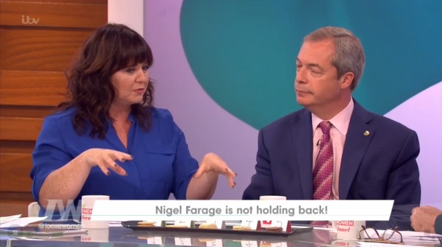  Coleen Nolan asks Nigel Farage how life has changed for him since he stood down as the leader of Ukip