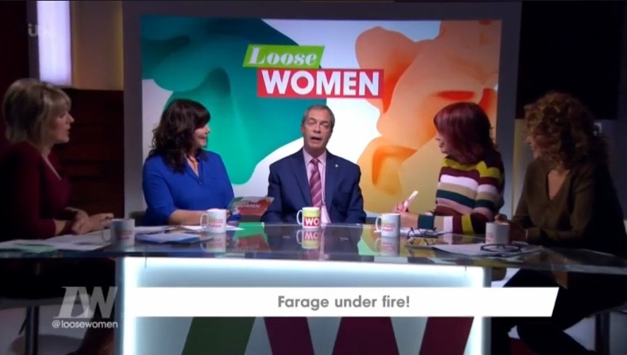  Nigel Farage was put under the spotlight for a quickfire round on questions in the Loose Women studio